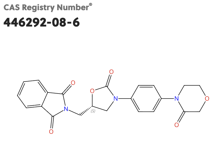 1-H isoindole-1,3-(2H)-dione,  2-[[(5S)-2-Oxo-3-[4-(3-oxo-4- morpholinyl)phenyl]-5-oxazolidinyl]methyl]-