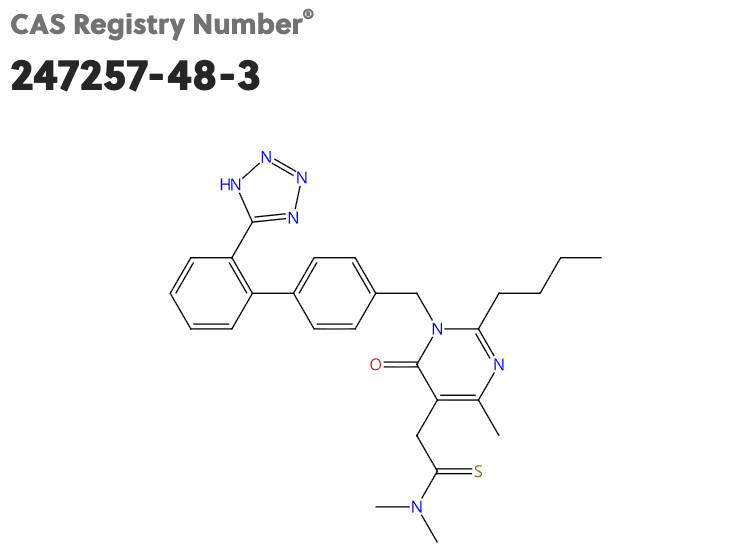 2-Butyl-5-dimethylaminothiocarbonylmethyl-6-methyl-3-[[2'-(1H- tetrazol-5-yl)biphenyl-4-yl]methyl]pyrimidin-4(3H)-one