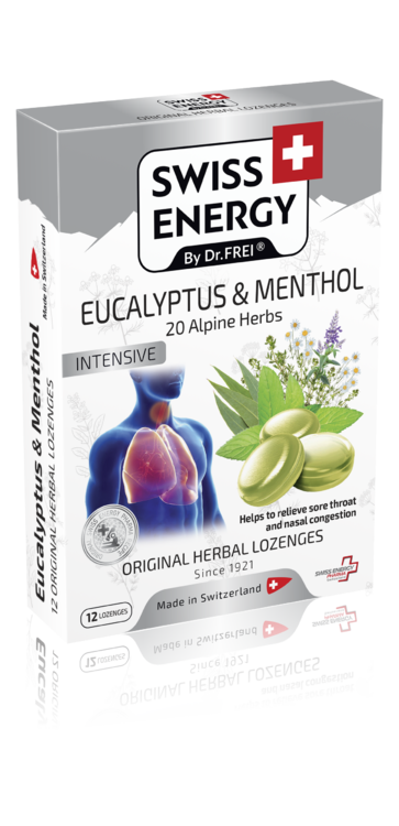 20 HERBS + EUCALYPTUS + MENTHOL More Refreshing than a Breath of Swiss Mountain Air