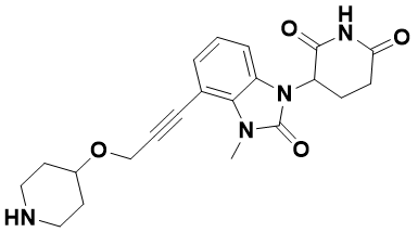 3-(3-methyl-2-oxo-4-(3-(piperidin-4-yloxy)prop-1-yn-1-yl)-2,3-dihydro-1H-benzo[d]imidazol-1-yl)piperidine-2,6-dione 2434846-91-8