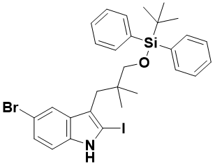 5-bromo-3-(3-((tert-butyldiphenylsilyl)oxy)-2,2-dimethylpropyl)-2-iodo-1H-indole 2641451-43-4