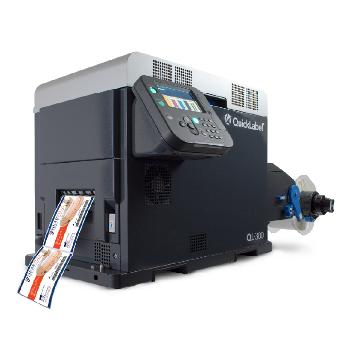 5-color desktop label printer (CMYK + White toner) for premium pharma labels | QuickLabel QL-300