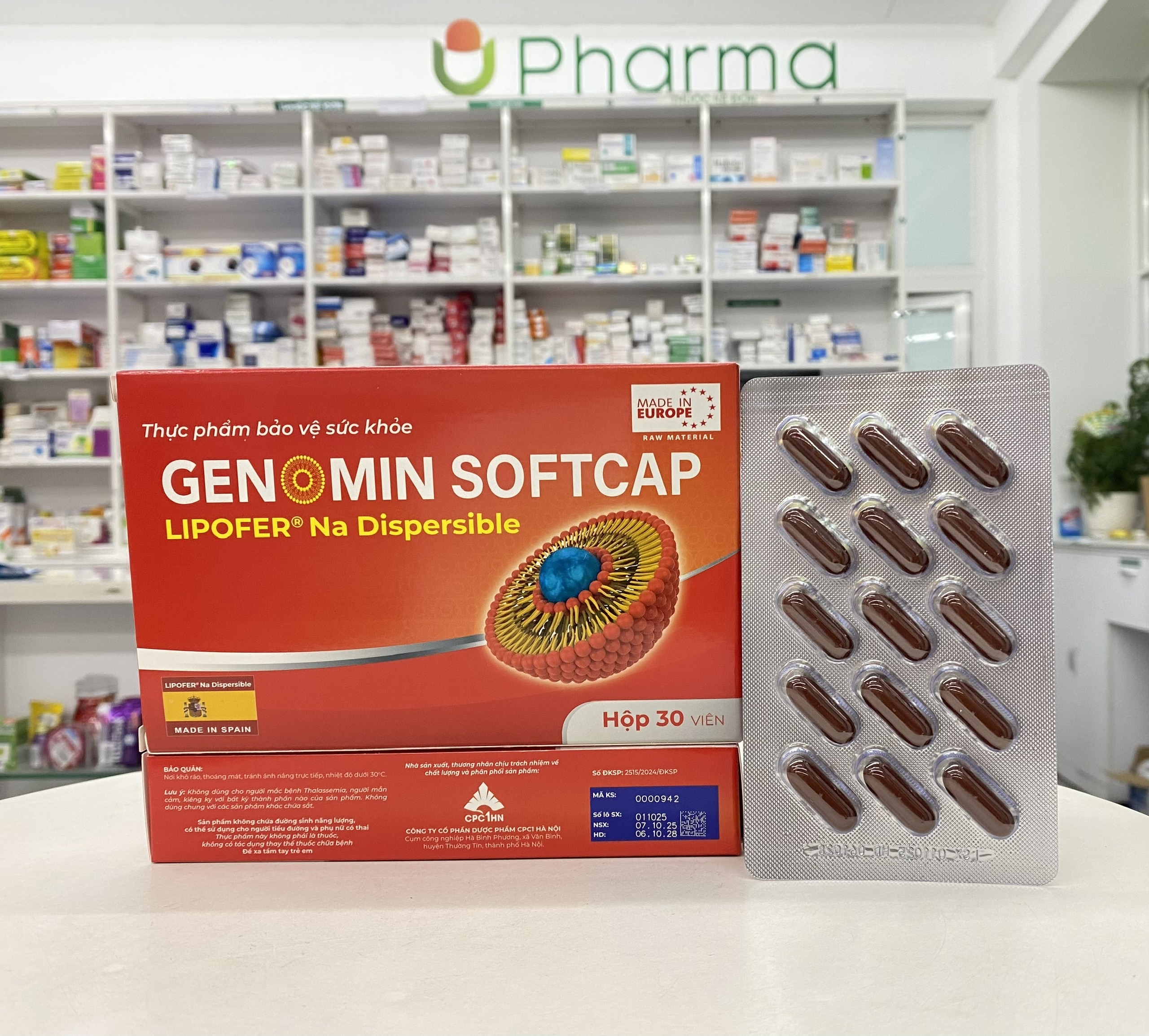 62. Genomin softcap (Lipofer NA Dispersible, Vitamin B6, Mangan gluconate,... - Soft capsule)