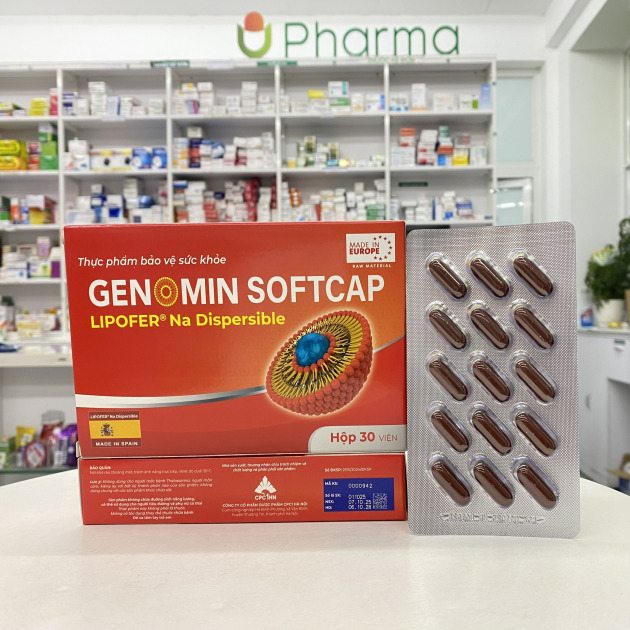 62. Genomin softcap (Lipofer NA Dispersible, Vitamin B6, Mangan gluconate,... - Soft capsule)