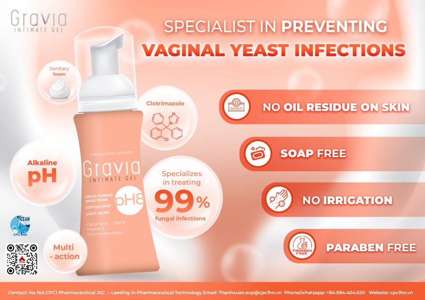 77. Gravia intimate gel (Clotrimazol, Vitamin E, Chamomile extract, Glycerin, Cocamidopropyl Betaine, Flavor, q.s water) 2