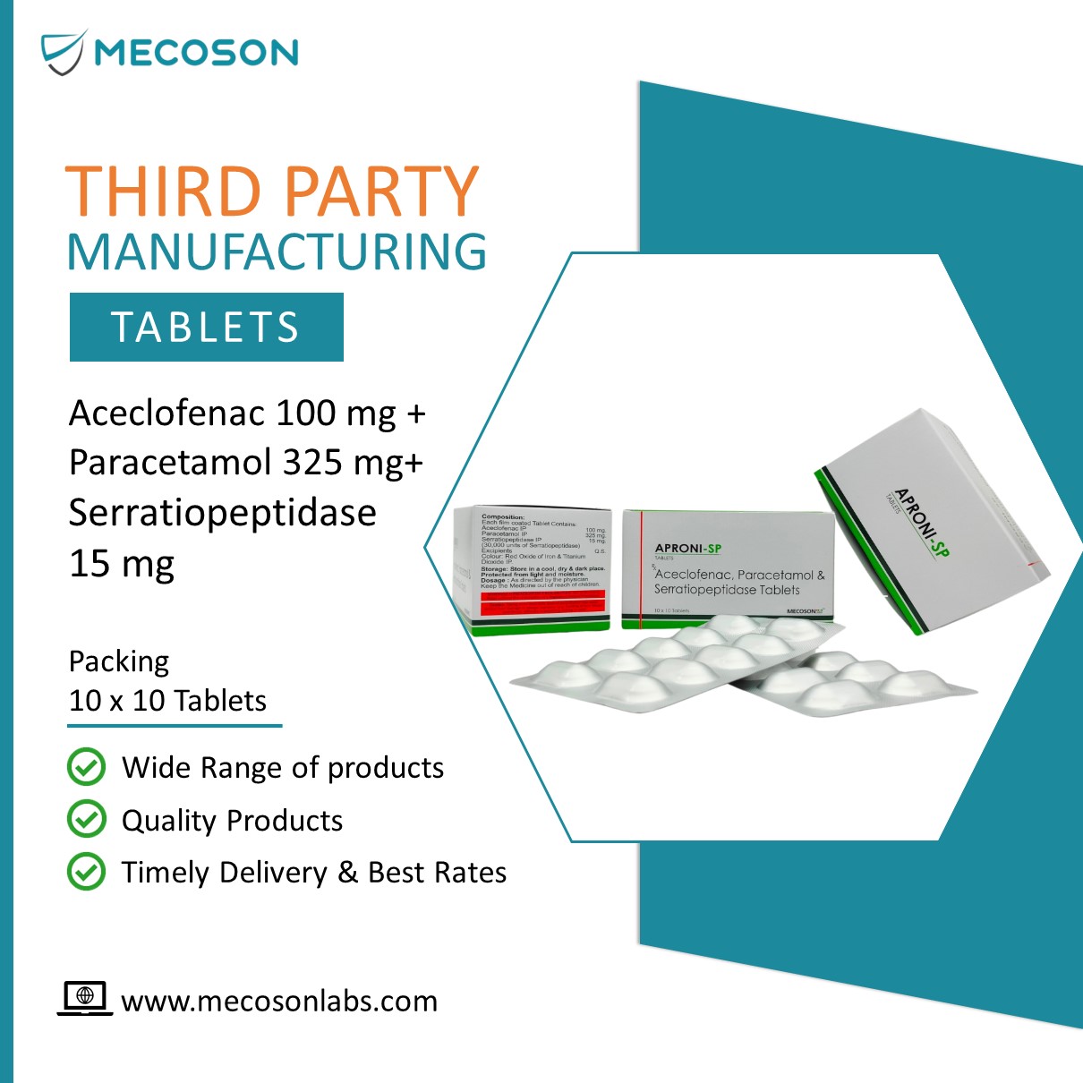 ACECLOFENAC, PARACETAMOL & SERRATIOPEPTIDAS TABLETS 2