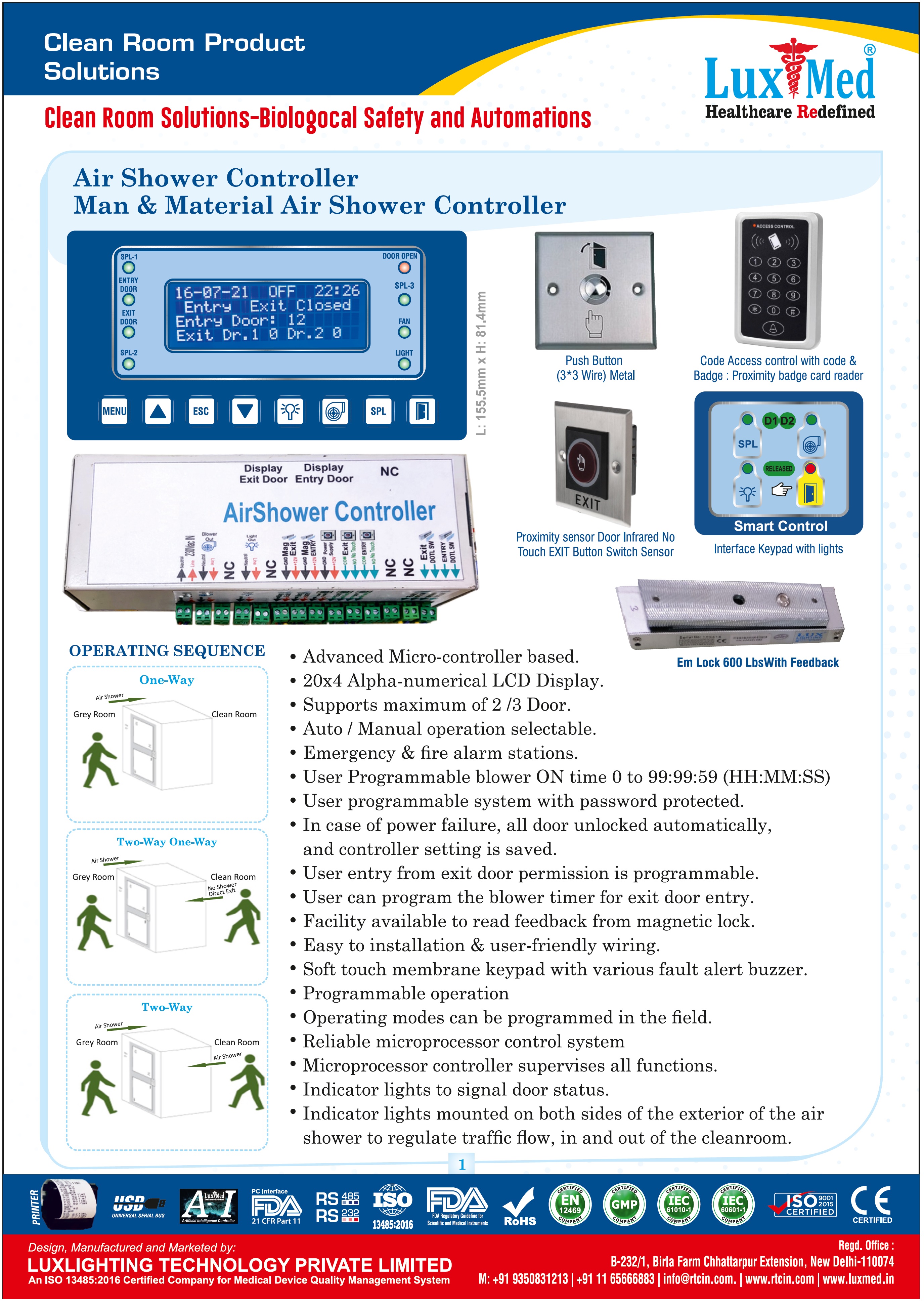 Air Shower Controller  Man & Material Air Shower Controller