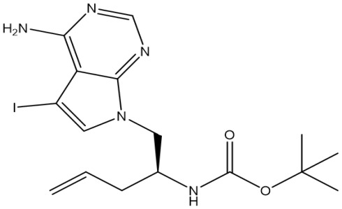 Carbamic acid, N-[(1S)-1-[(4-amino-5-iodo-7H-pyrrolo[2,3-d]pyrimidin-7-yl)methyl]-3-buten-1-yl]-, 1,1-dimethylethyl ester
