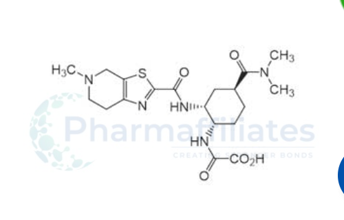 CAS No. 767625-11-6 ;  Edoxaban M1 Impurity 2-(((1S,2R,4S)-4-(Dimethylcarbamoyl)-2-(5-methyl-4,5,6,7-tetrahydrothiazolo[5,4-c]pyridine-2-carboxamido)cyclohexyl)amino)-2-oxoacetic Acid;