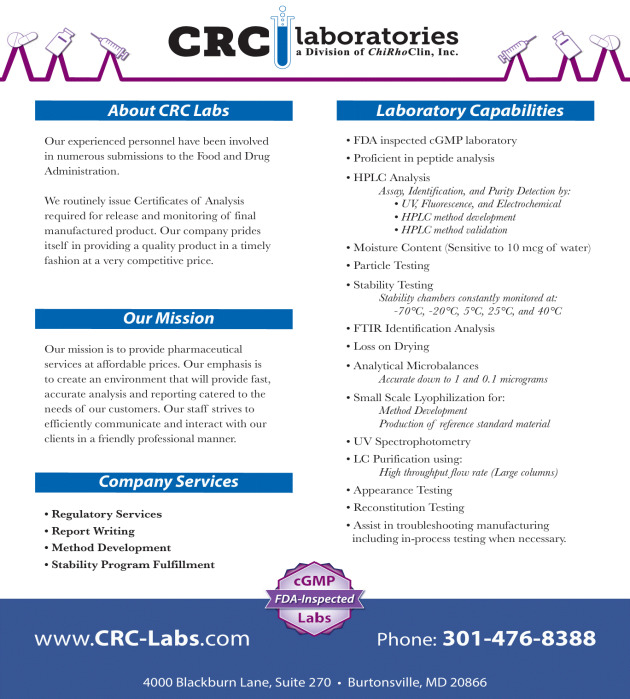 CGMP Contract laboratory services