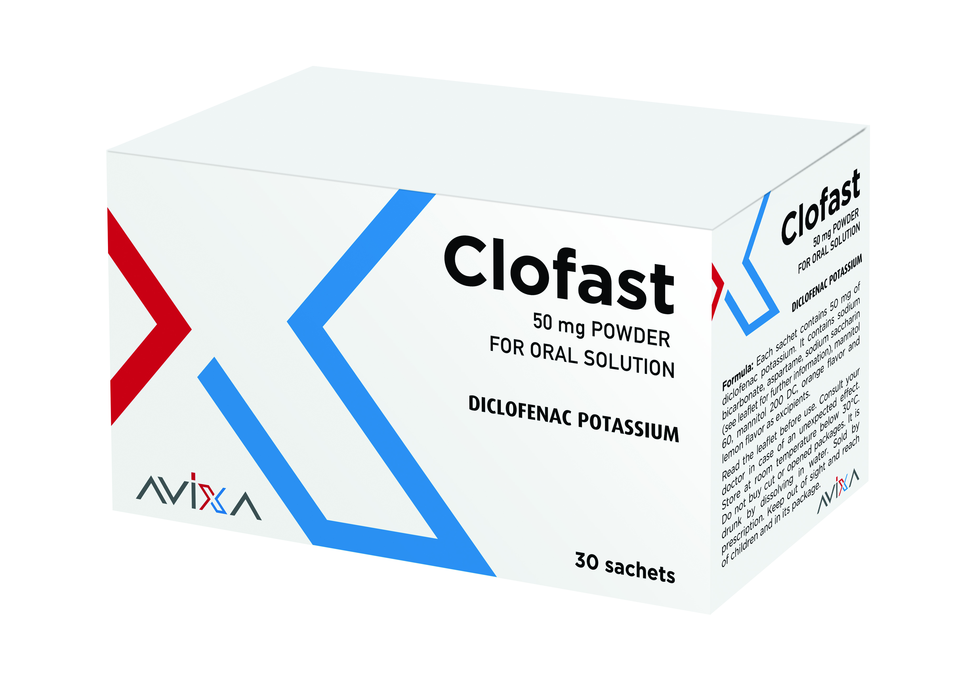 Clofast 50 mg Powder for Oral Solution, 30 sachets (Diclofenac Potassium)