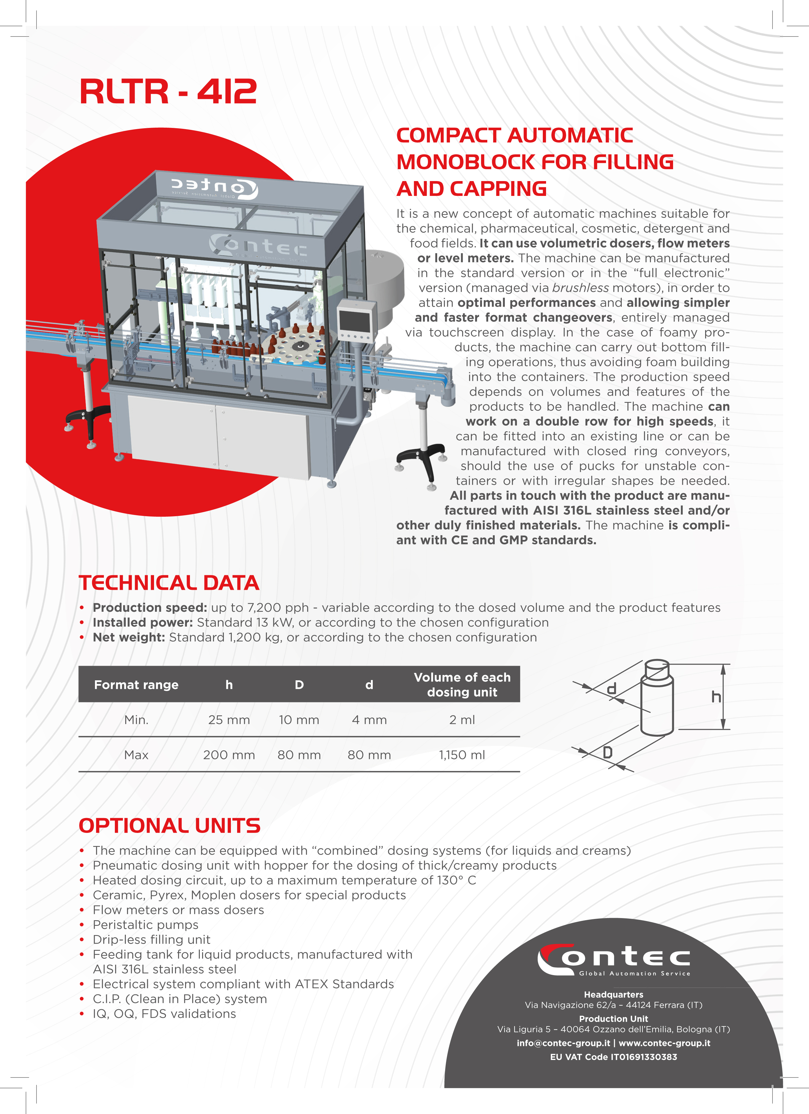 COMPACT AUTOMATIC MONOBLOCK FOR FILLING AND CAPPING