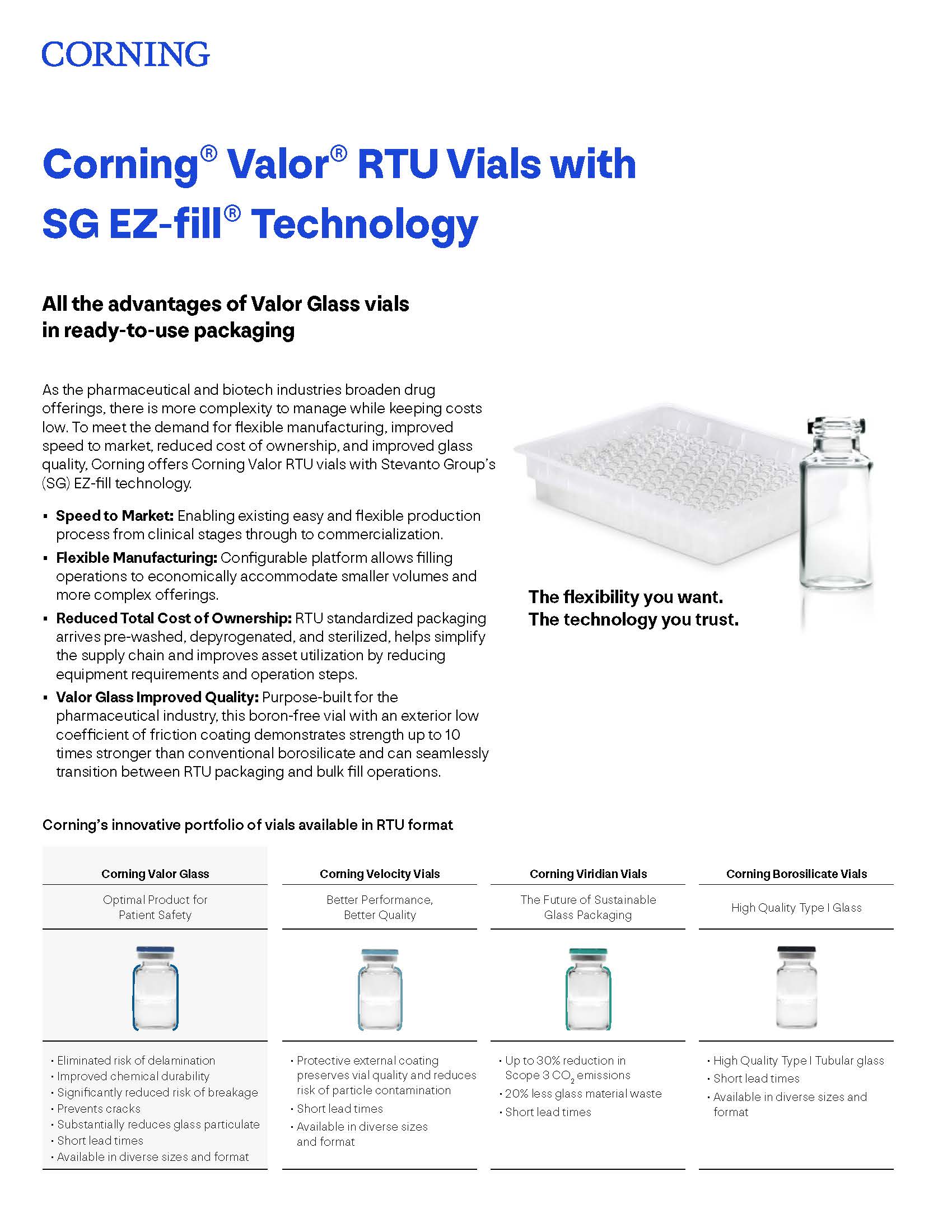 Corning® Valor® RTU Vials with SG EZ-fill® Technology 2