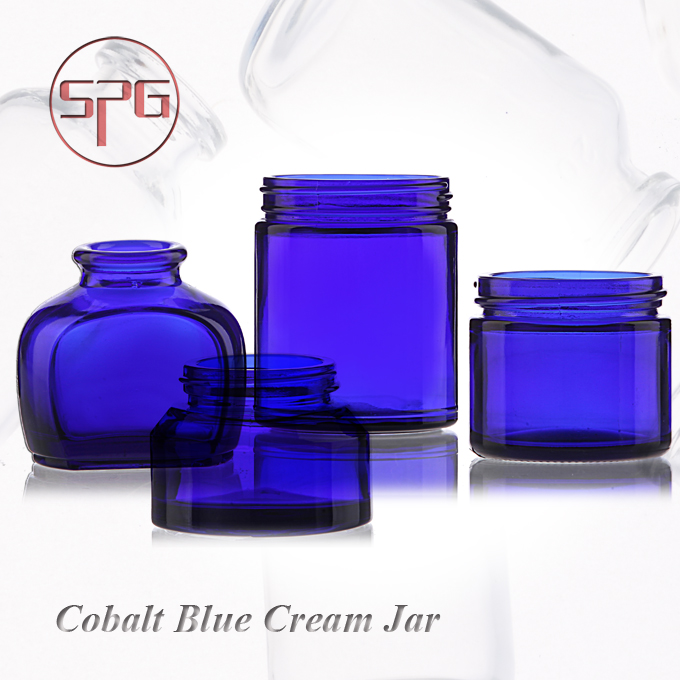 Cream Jar Cobalt blue