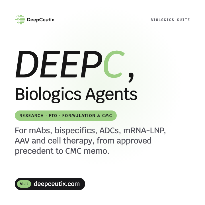 DeepC Biologics Agents: Biologic Formulation and CMC 1