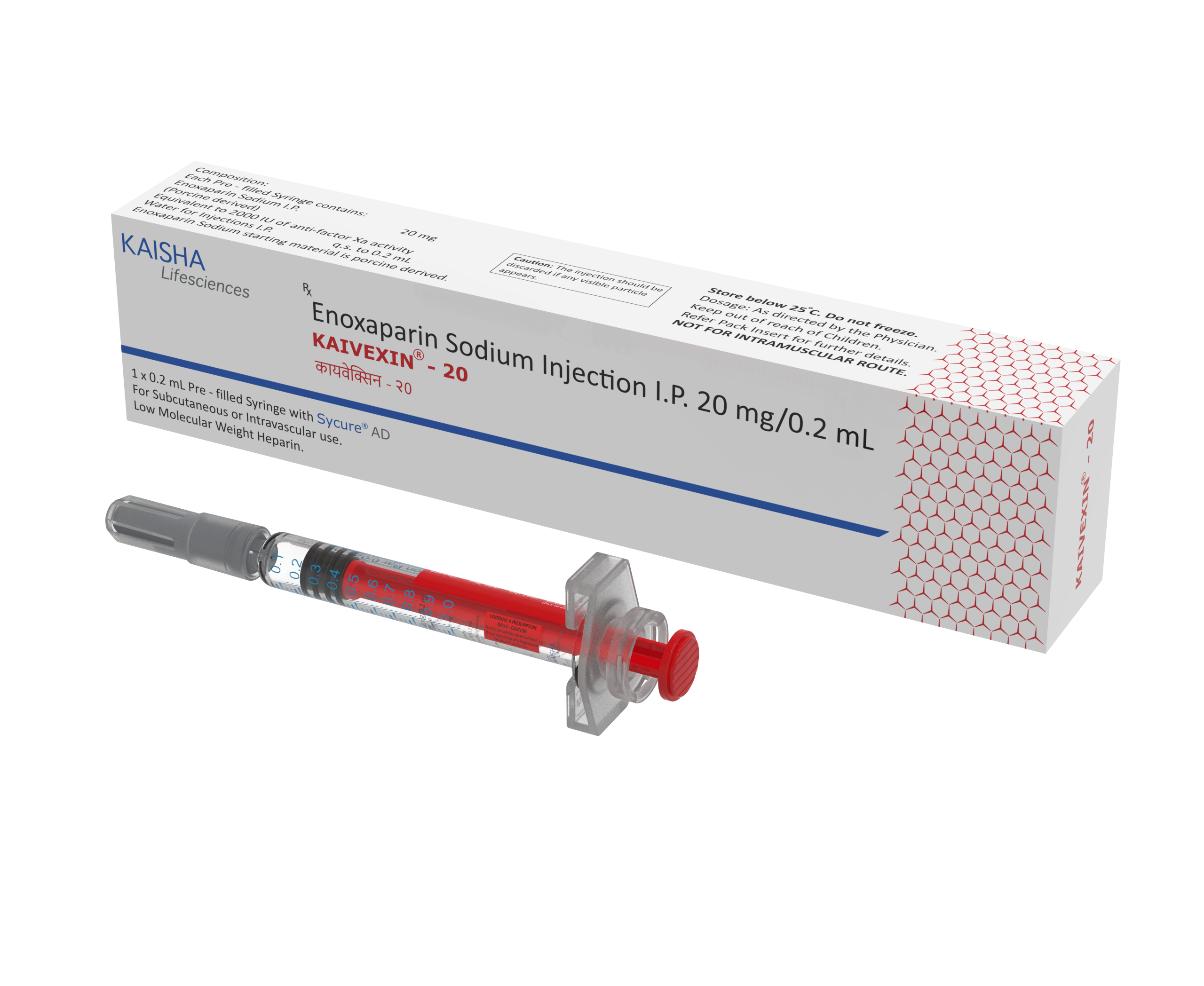 Enoxaparin Sodium Injection Pre Filled Syringe with Sycure AD (20mg/0.2mL, 40mg/0.4mL, 60mg/0.6mL, 80mg/0.8mL) 1