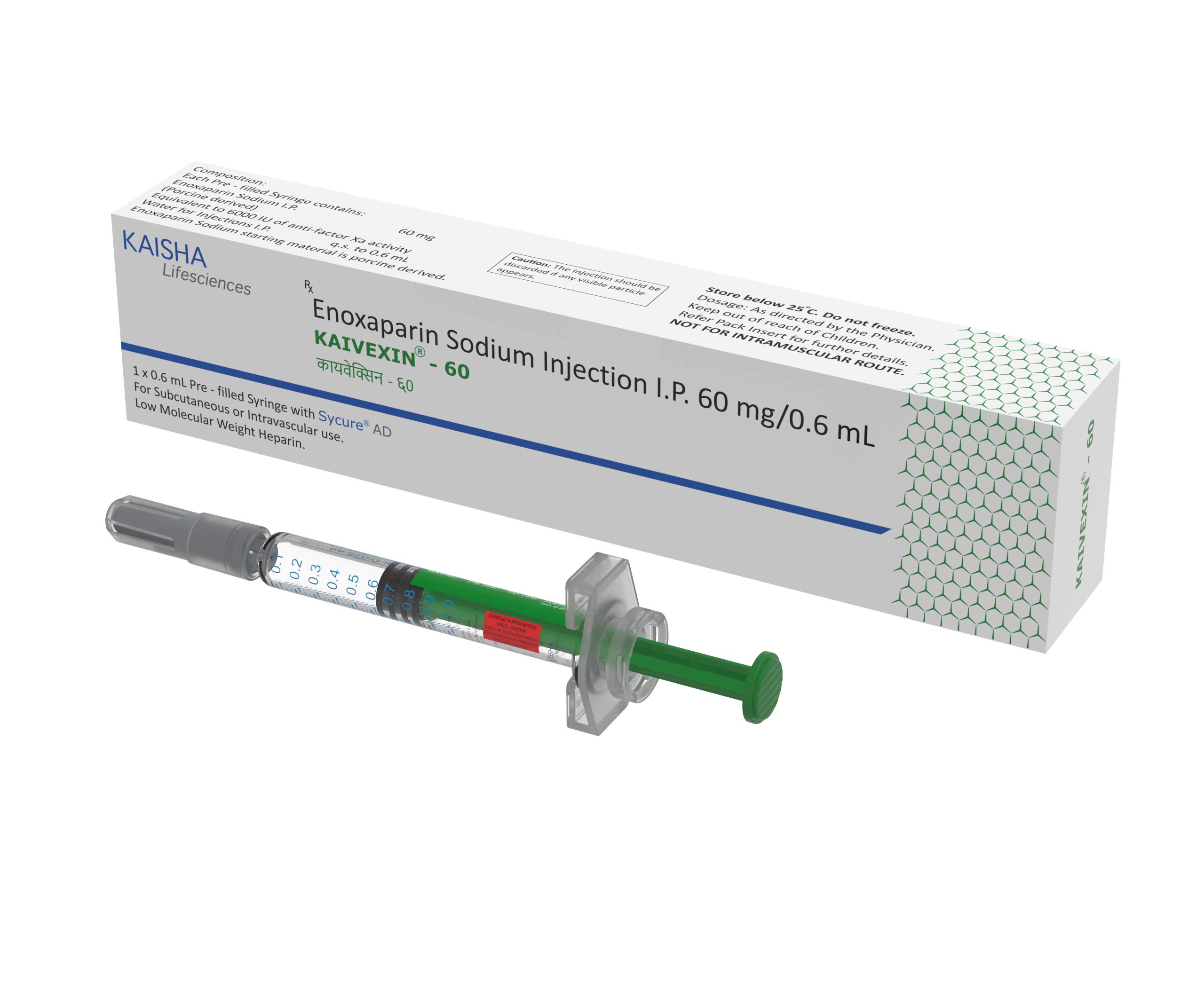 Enoxaparin Sodium Injection Pre Filled Syringe with Sycure AD (20mg/0.2mL, 40mg/0.4mL, 60mg/0.6mL, 80mg/0.8mL) 3
