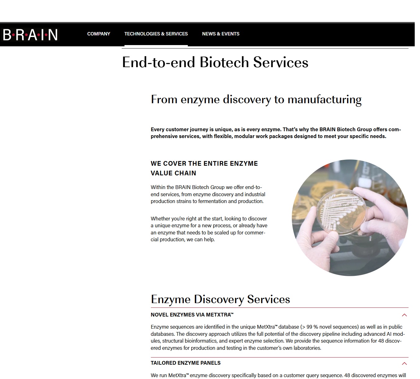 Enzymes, Enzyme Discovery, and Enzyme Expression Services 1