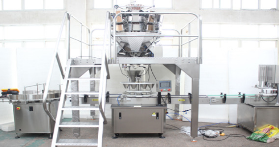 Fully Automatic Can Packaging Line with Combination Weigher Filling Sealing and Labeling