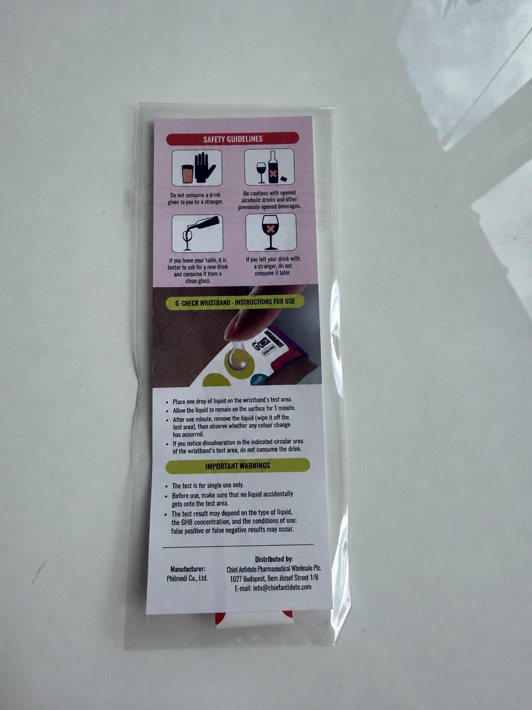 **G-CHECK Drink Testing Wristband (3 Tests) – Detection of Incapacitating Drugs in Drinks** 3