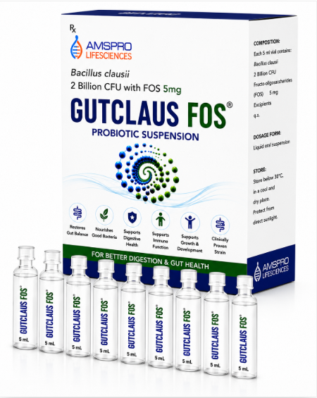 GUTCLAUS FOS – Bacillus clausii + FOS Probiotic Oral Suspension 2 / 4 Billion CFU