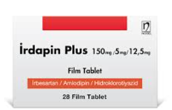 Irdapin Plus (Irbesartan, Amlodipine, HCTZ) 150 mg/5 mg/12.5 mg,  150 mg/10 mg/12.5 mg,  300 mg/5 mg/12.5 mg,  300 mg/10 mg/12.5 mg Film Coated Tablet