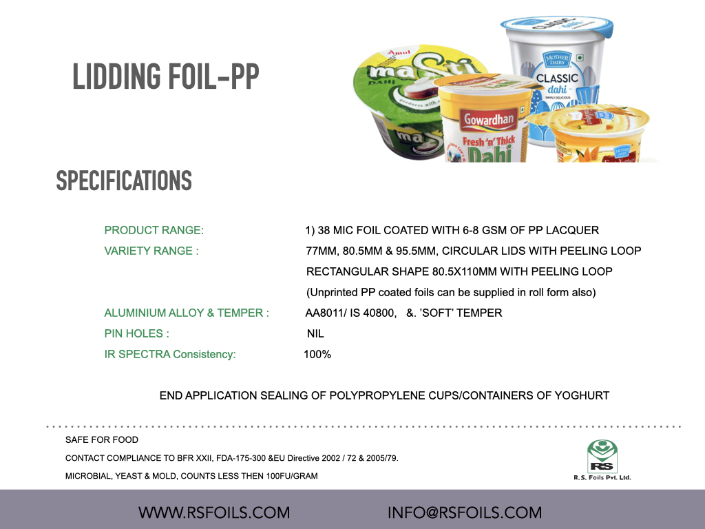 LIDDING FOIL-PP (PLAIN & PRINTED)