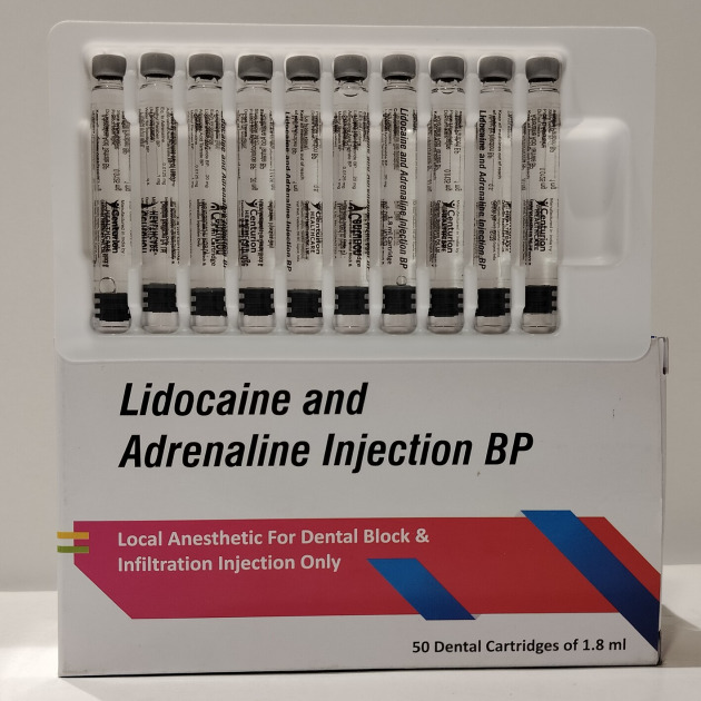 Lidocaine HCl 2% with Adrenaline (Epinephrine) 1:80,000 Injection – Dental Cartridge