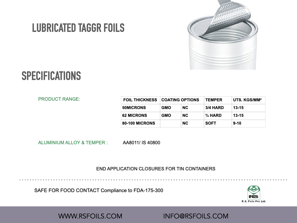LUBRICATED TAGGER FOILS