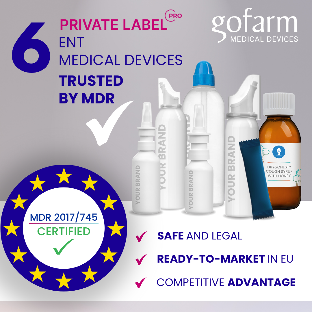 MDR 2017/745 CERTIFIED: 6 ENT products | Medical devices | Seawater, saline rinse kit, Ringer spray, syrup