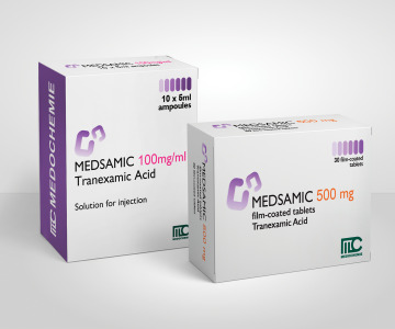 MEDSAMIC Tranexamic acid FCT 500mg, Tranexamic acid Solution for injection 250mg/5ml, 500mg/5ml, 1000mg/10ml