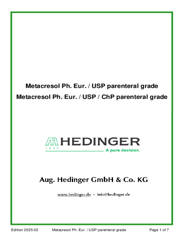 Metacresol Ph.Eur./USP (ChP) parenteral grade