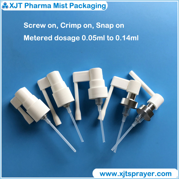 Metered throat / oral sprayer (throat / oralspray pump), screw, snap, crimp on.
