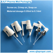 Metered throat / oral sprayer (throat / oralspray pump), screw, snap, crimp on.