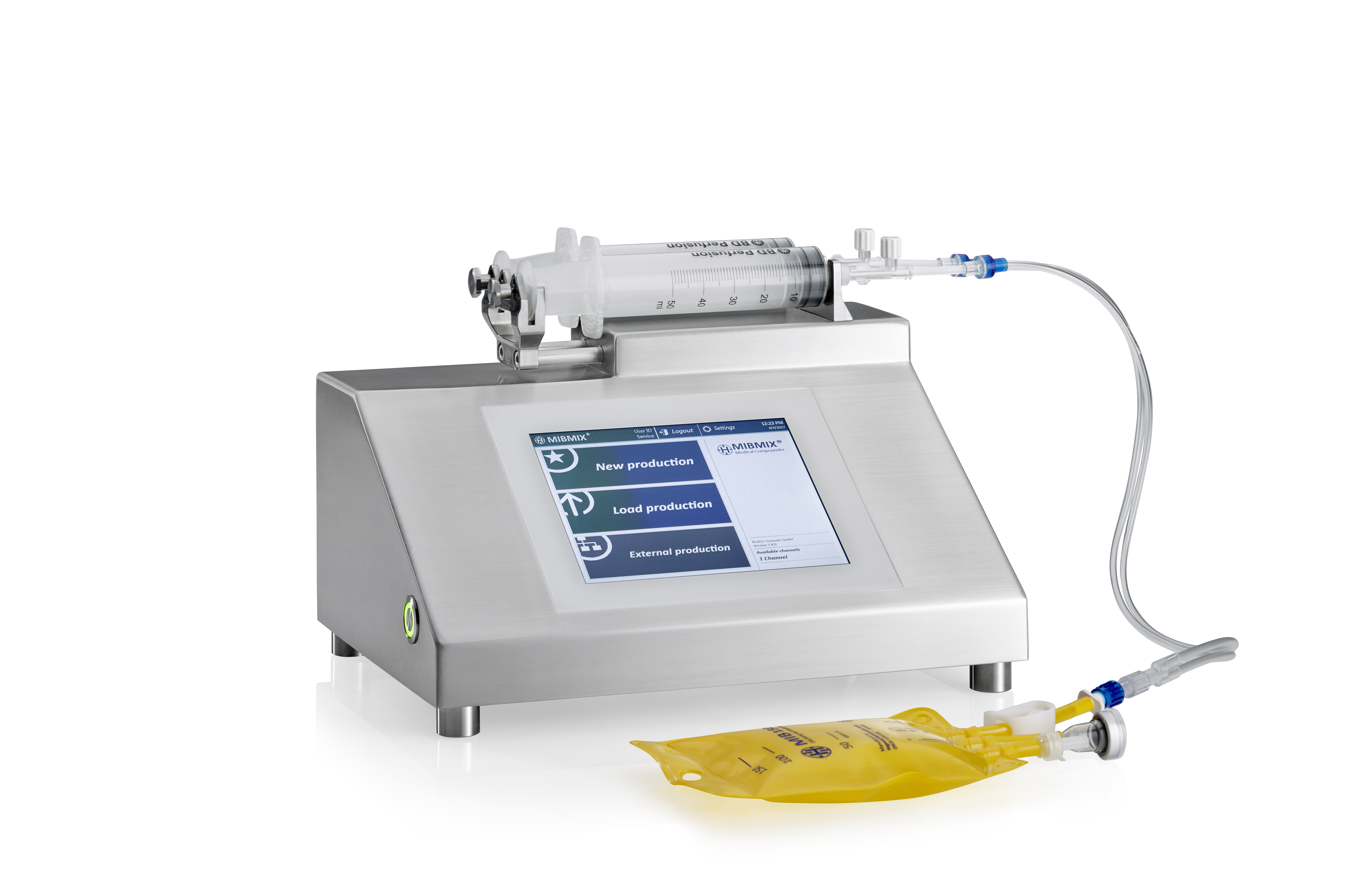 MIBMIX® C1 Mini compounder with easy screen and continuous mode for repetitive filling, fractionation and pooling from glass ampoules