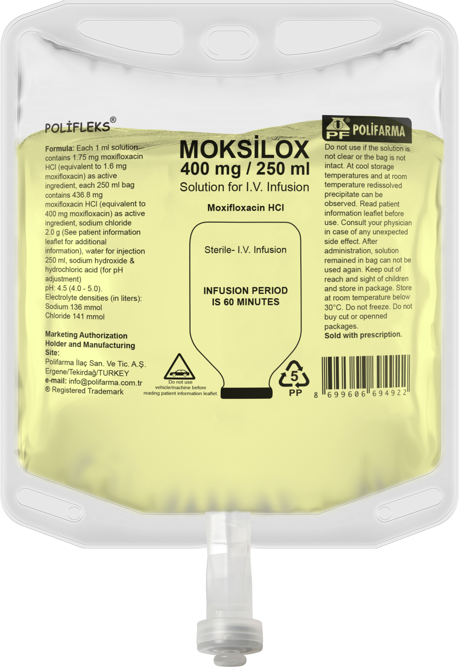 MOKSILOX 400 MG/250 ML  SOLUTION FOR I.V. INFUSION