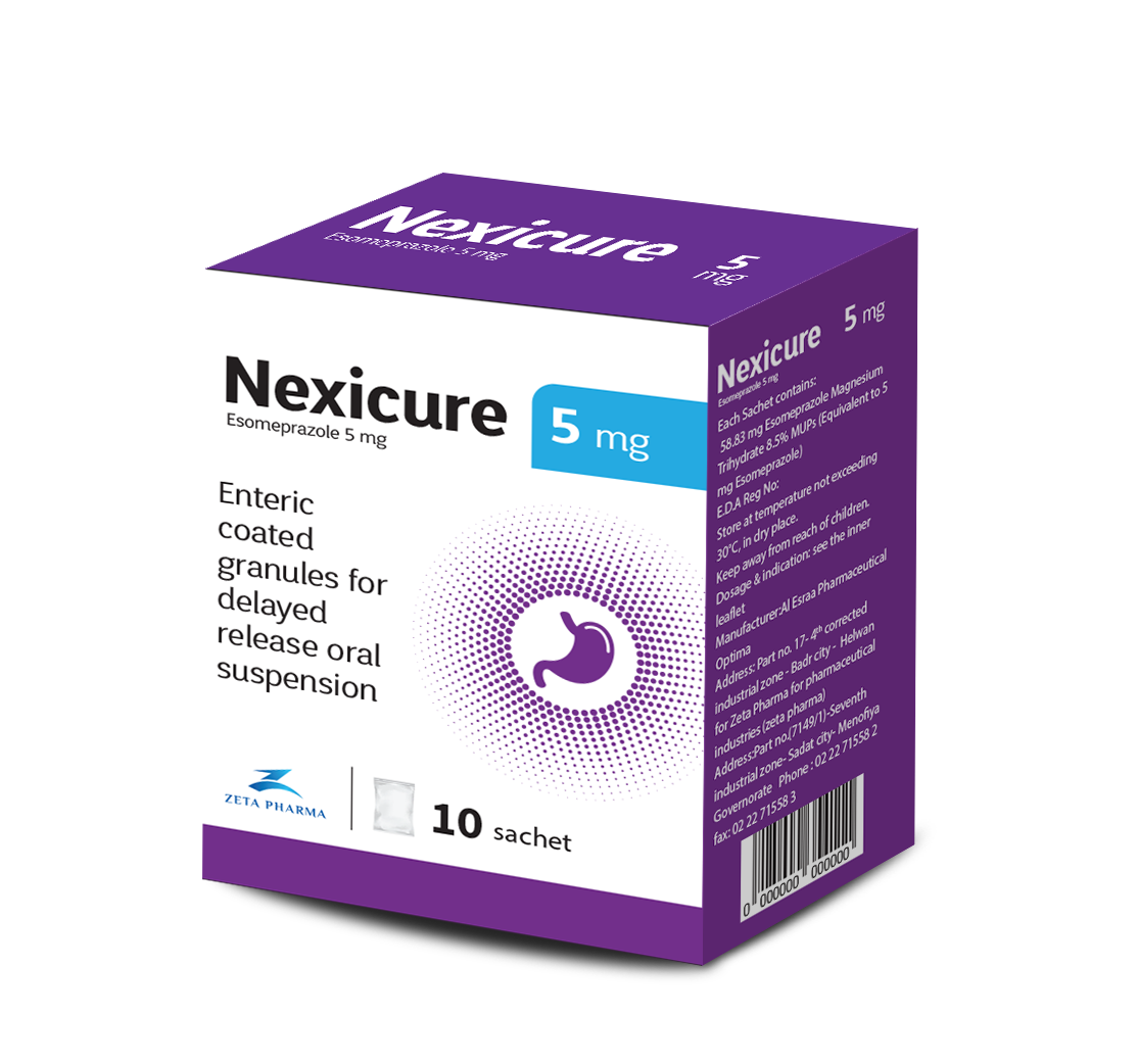 Nexicure Sachets, Esomeprazole Sachets: 2.5mg, 5mg, 10mg, and 20mg 2