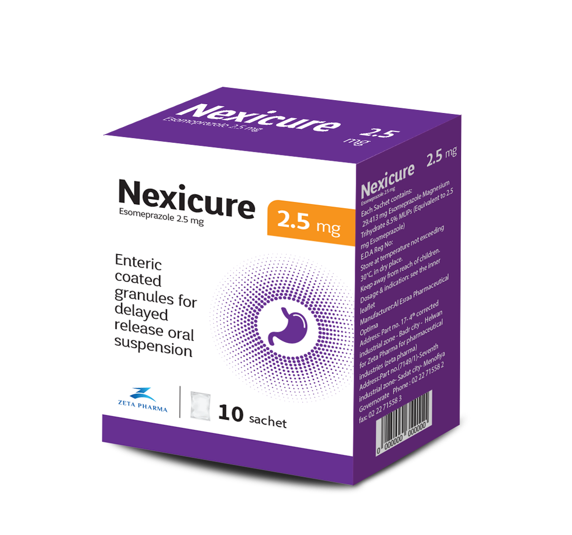 Nexicure Sachets, Esomeprazole Sachets: 2.5mg, 5mg, 10mg, and 20mg 1