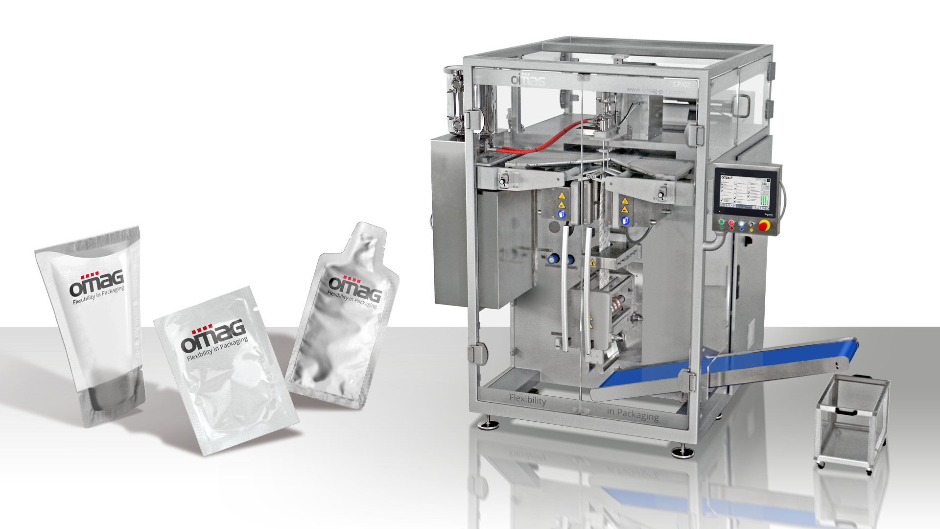 Omag Packaging Machine with sealing plates for sachets