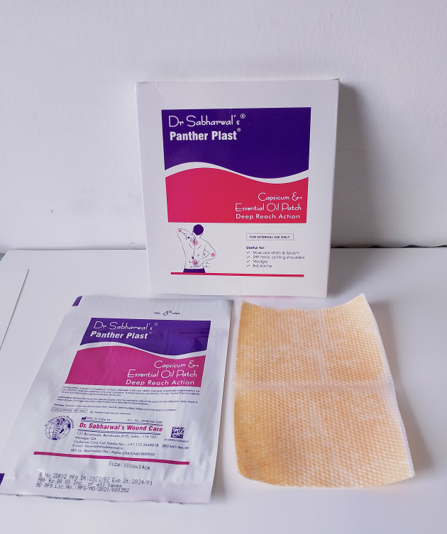 PAIN RELIEVING PATCH CONTAINING CAPSICUM & ESSENTIAL OILS