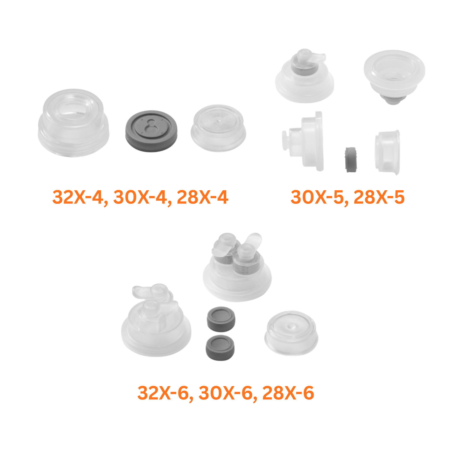 Plastic Combination IV Caps for Form-Fill-Seal (FFS) LVP IV Infusion Packaging: 32mm, 30mm, 28mm 1