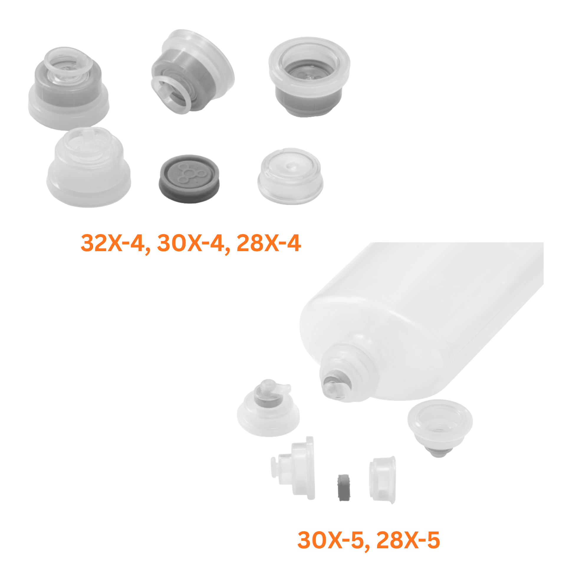 Plastic Combination IV Caps for Form-Fill-Seal (FFS) LVP IV Infusion Packaging: 32mm, 30mm, 28mm 2