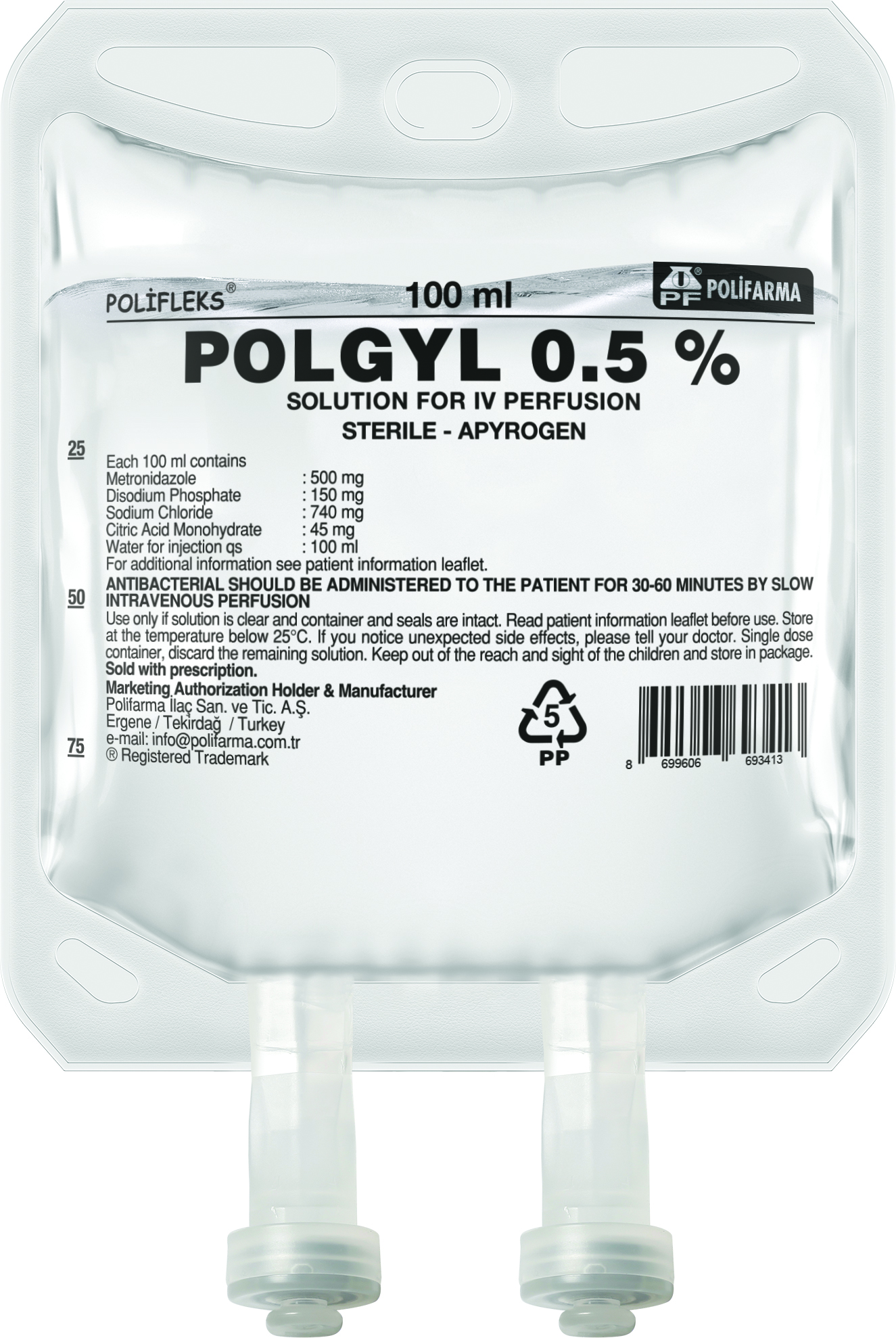 Polgyl® (0.5% Metronidazole) I.V 500 Mg/100 Ml