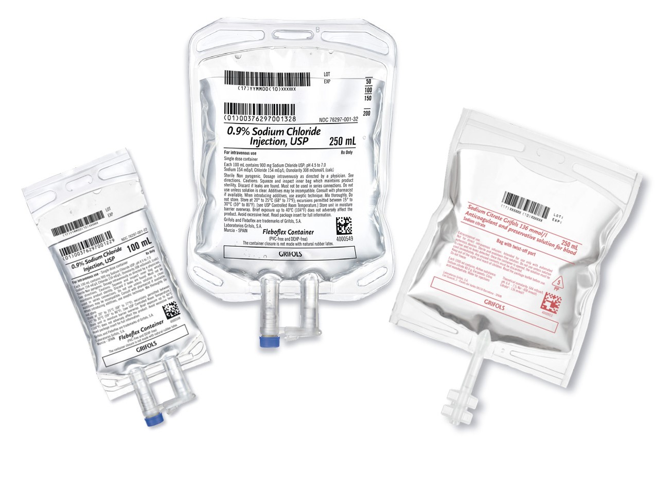 Pre-mixed IV solutions: bags