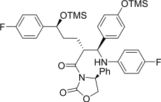 (S)-3-((2R,5S)-5-(4-fluorophenyl)-2-((S)-((4-fluorophenyl)amino)(4-((trimethylsilyl )oxy)phenyl)methyl)-5-((trimethylsilyl)oxy)pentanoyl)-4-phenyloxazolidin-2-one