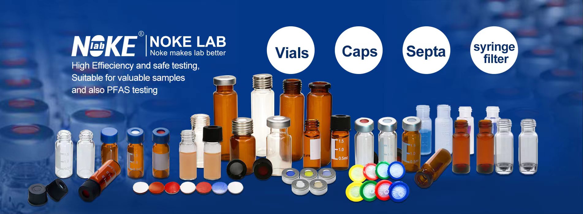 Sampler vials, HPLC vials | JINHUA NOKE BIOTECHNOLOGY CO., LTD | CPHI Online, image size:1903x700