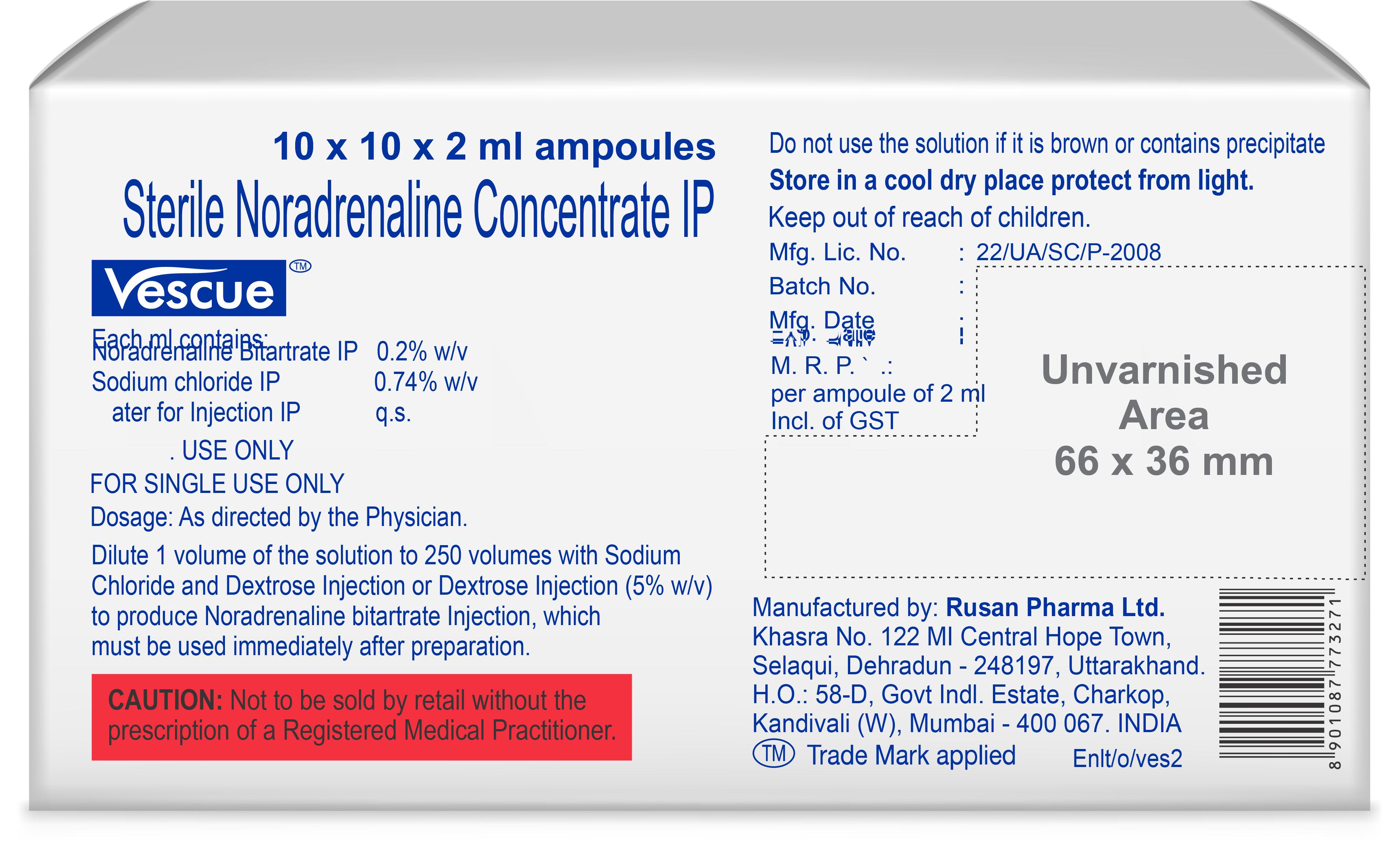 Vescue - Noradrenaline Concentrate