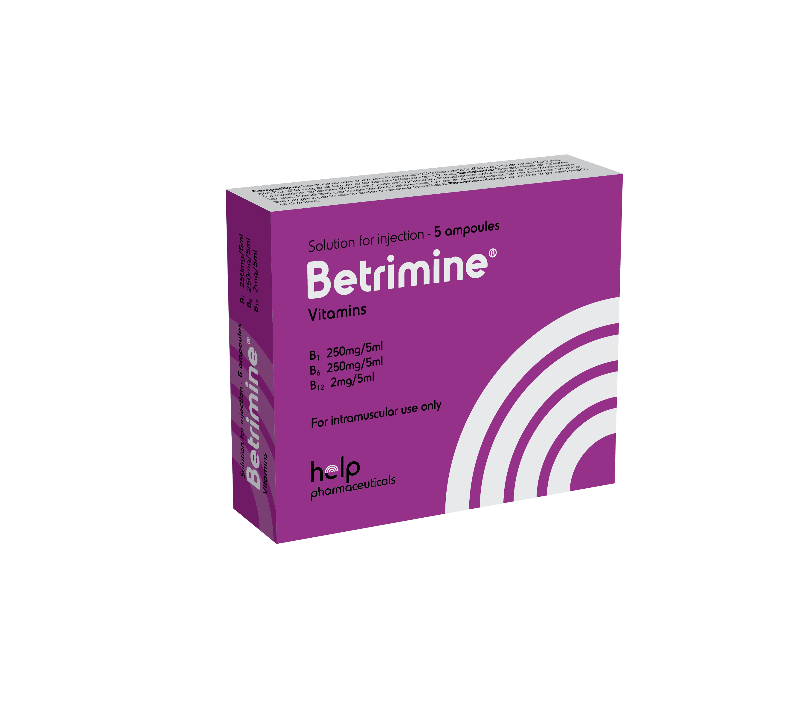 Vitamins B1, B6, B12 (Betrimine) Solution for injection 250 mg +250 mg +2 mg/5ml