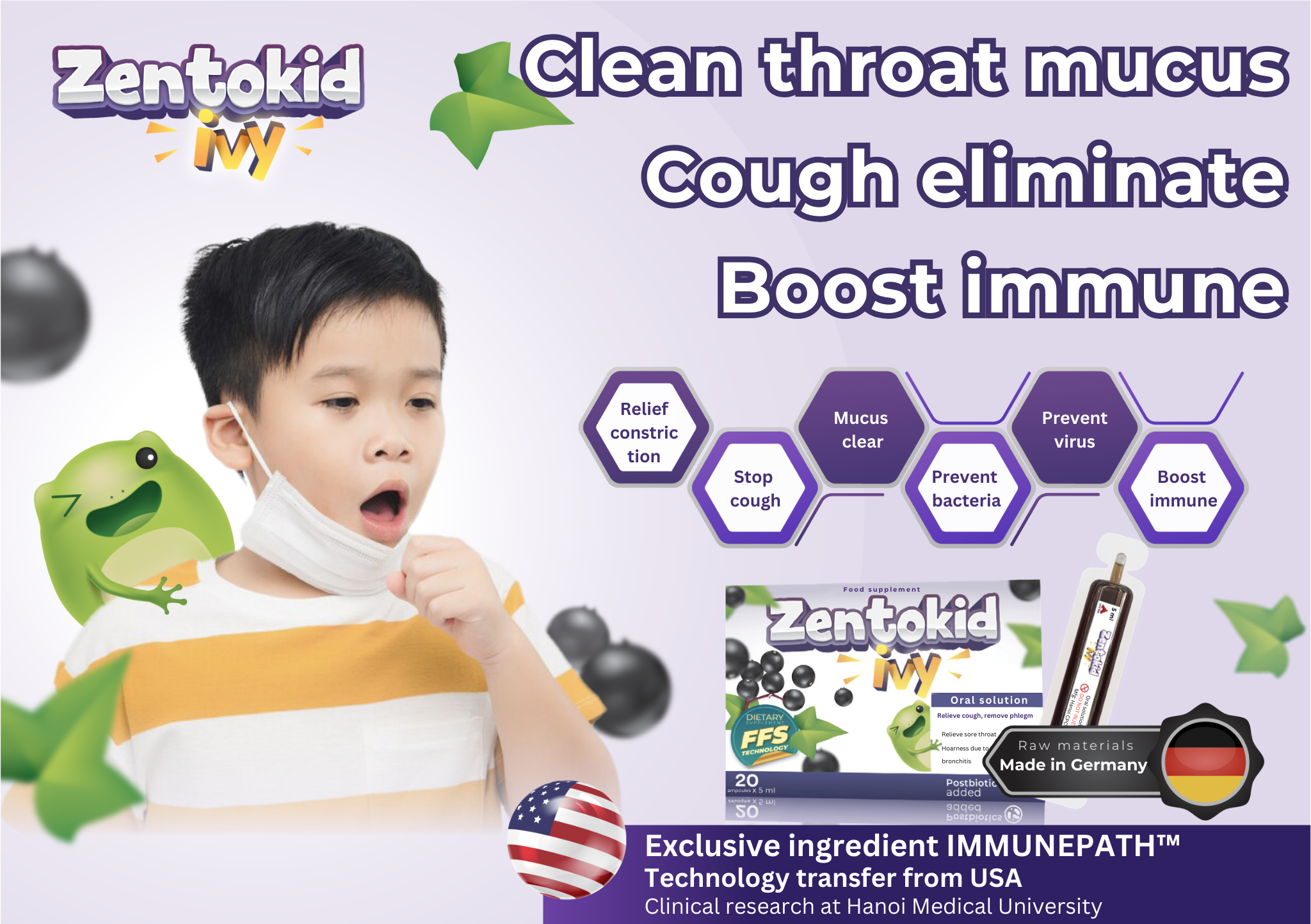 Zentokid Ivy (Elderberry Extract, Hedera Helix Extract, Lemon Basil extract,... - Oral solution) 1
