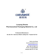 Brochure of Dirante Manufacturer of Alu-Alu Blister Foil